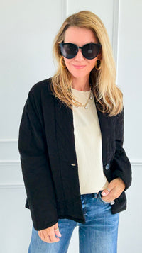 Quilted Ease Button Jacket-160 Jackets-Tempo-Coastal Bloom Boutique, find the trendiest versions of the popular styles and looks Located in Indialantic, FL