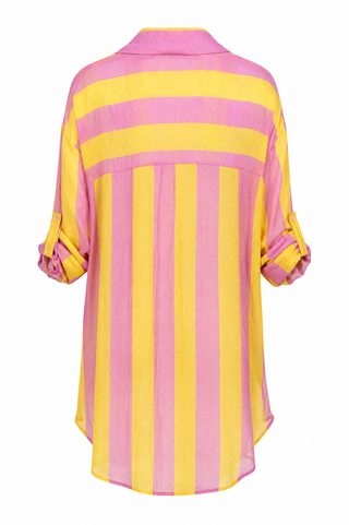 Cabana Stripe Italian Button Down- Pink Lemonade