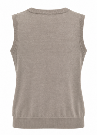 V Neck Sleeveless Sweater - Camel