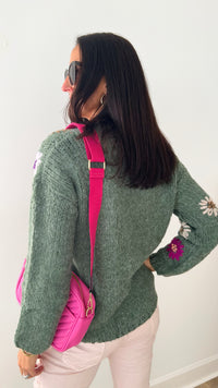 Flower Power Crochet Knit Sweater-140 Sweaters-Joh Apparel-Coastal Bloom Boutique, find the trendiest versions of the popular styles and looks Located in Indialantic, FL