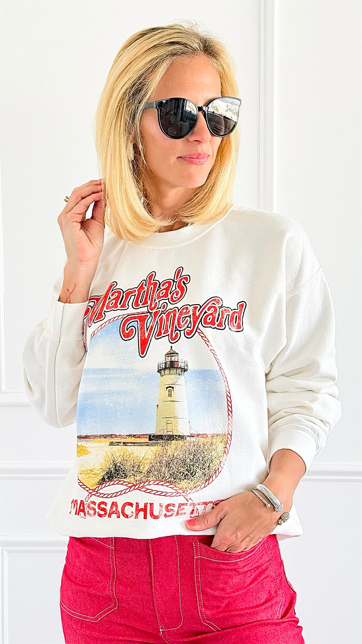 Martha’s Vineyard Coastal Sweatshirt-130 Long Sleeve Tops-Sweet Claire-Coastal Bloom Boutique, find the trendiest versions of the popular styles and looks Located in Indialantic, FL