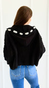 Seaside Breeze Hooded Chenille Sweater - Black-140 Sweaters-Zenana-Coastal Bloom Boutique, find the trendiest versions of the popular styles and looks Located in Indialantic, FL