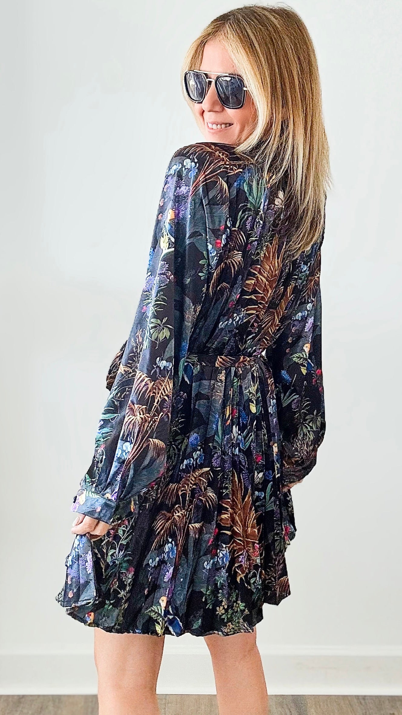 Magical Jungle Pleated Dress-130 Long Sleeve Tops-Beulah Style-Coastal Bloom Boutique, find the trendiest versions of the popular styles and looks Located in Indialantic, FL