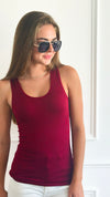 Ribbed Seamless Racerback Top - Burgundy-100 Sleeveless Tops-Love Poem-Coastal Bloom Boutique, find the trendiest versions of the popular styles and looks Located in Indialantic, FL