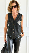 Love In Stripes Italian Vest-100 Sleeveless Tops-MILAN SLV-Coastal Bloom Boutique, find the trendiest versions of the popular styles and looks Located in Indialantic, FL