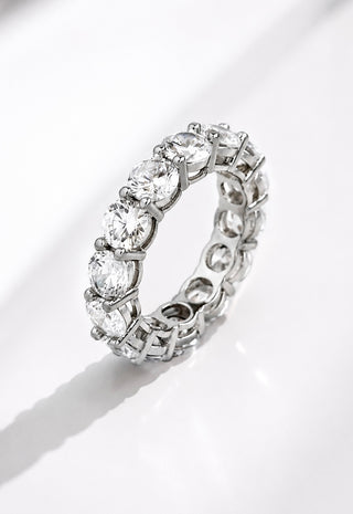 PRE ORDER-Sterling Silver Clear CZ Eternity Round Cut 4MM Ring