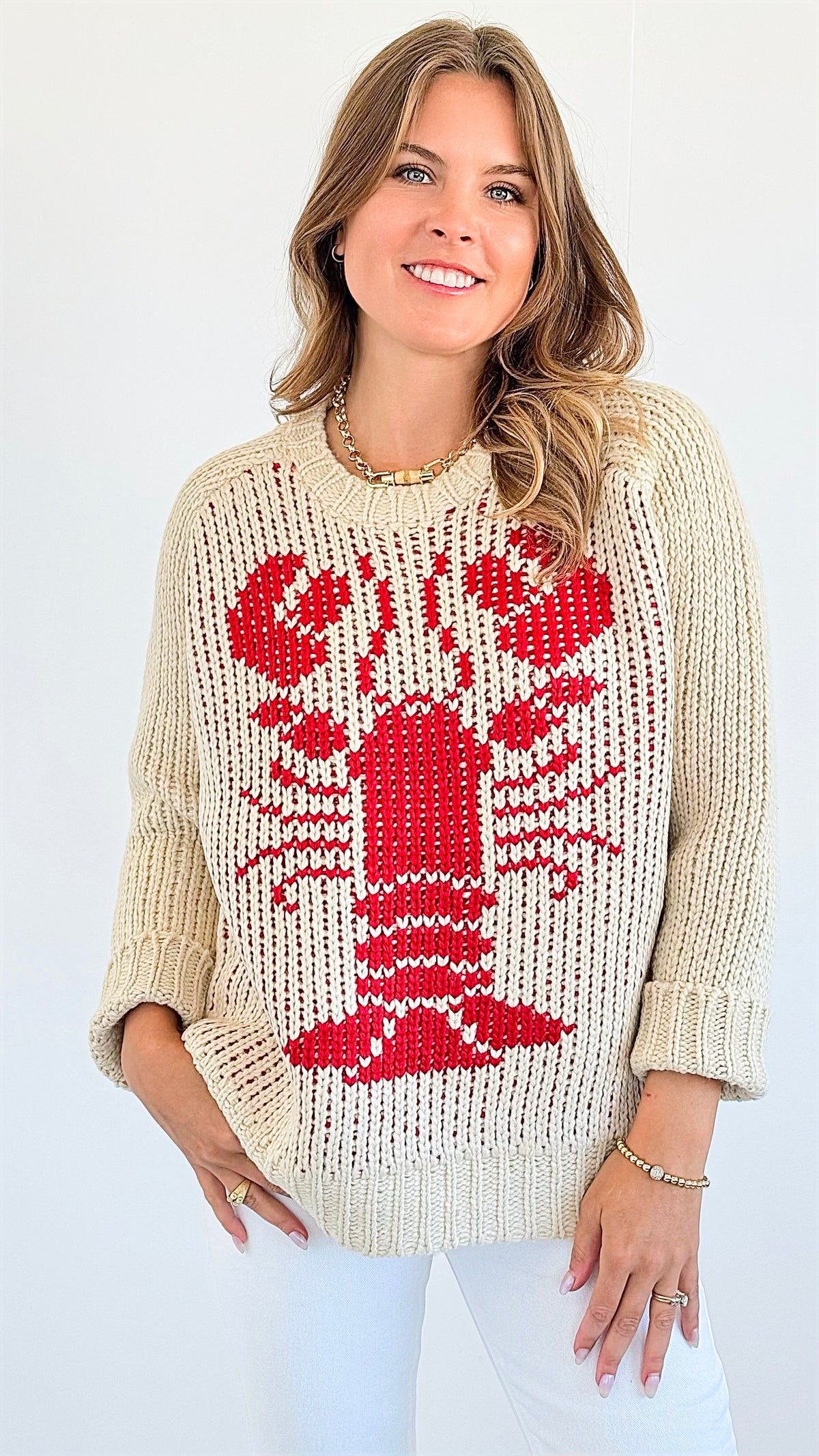 You're My Lobster Pullover - Sand-150 Cardigans/Layers-Bailey Rose-Coastal Bloom Boutique, find the trendiest versions of the popular styles and looks Located in Indialantic, FL