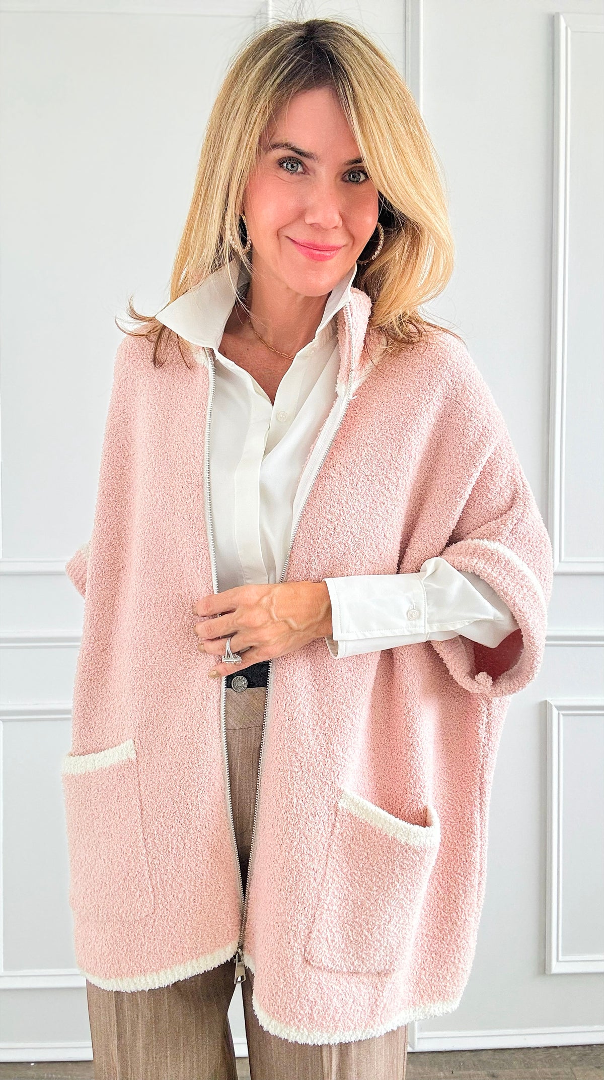 Cloud Comfort Cardigan - Pink-160 Jackets-NYW-Coastal Bloom Boutique, find the trendiest versions of the popular styles and looks Located in Indialantic, FL