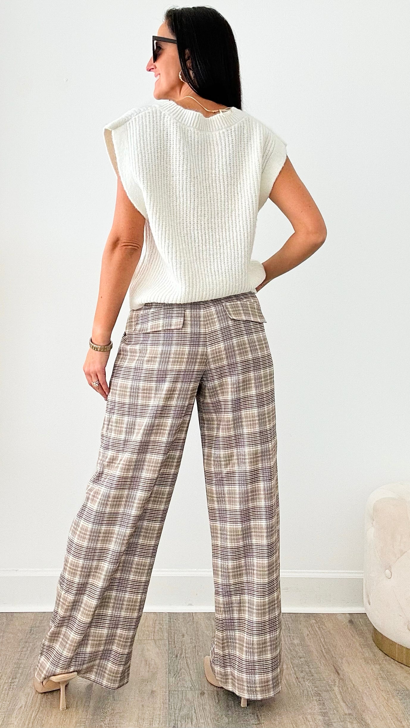 Keaton Plaid Wide Leg Pants-170 Bottoms-MISS LOVE-Coastal Bloom Boutique, find the trendiest versions of the popular styles and looks Located in Indialantic, FL