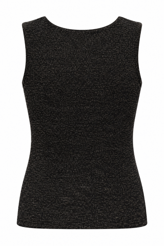 Seamless Shimmer Fitted Tank Top - Black