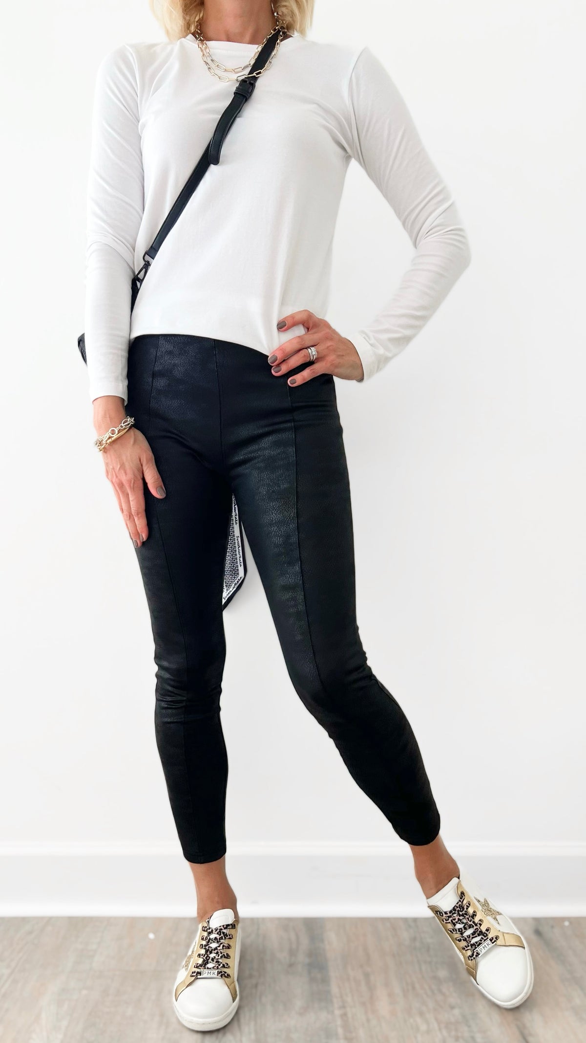 Structured Faux Leather Italian Leggings - Black-170 Bottoms-Germany-Coastal Bloom Boutique, find the trendiest versions of the popular styles and looks Located in Indialantic, FL