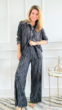 Shadow Drift Button-Down Top-130 Long Sleeve Tops-Umgee-Coastal Bloom Boutique, find the trendiest versions of the popular styles and looks Located in Indialantic, FL