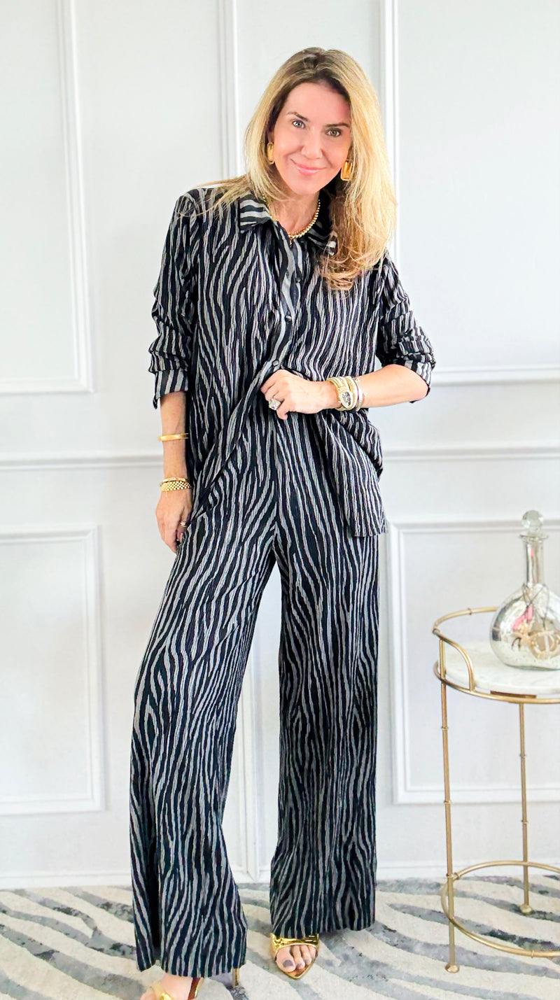 Shadow Drift Button-Down Top-130 Long Sleeve Tops-Umgee-Coastal Bloom Boutique, find the trendiest versions of the popular styles and looks Located in Indialantic, FL