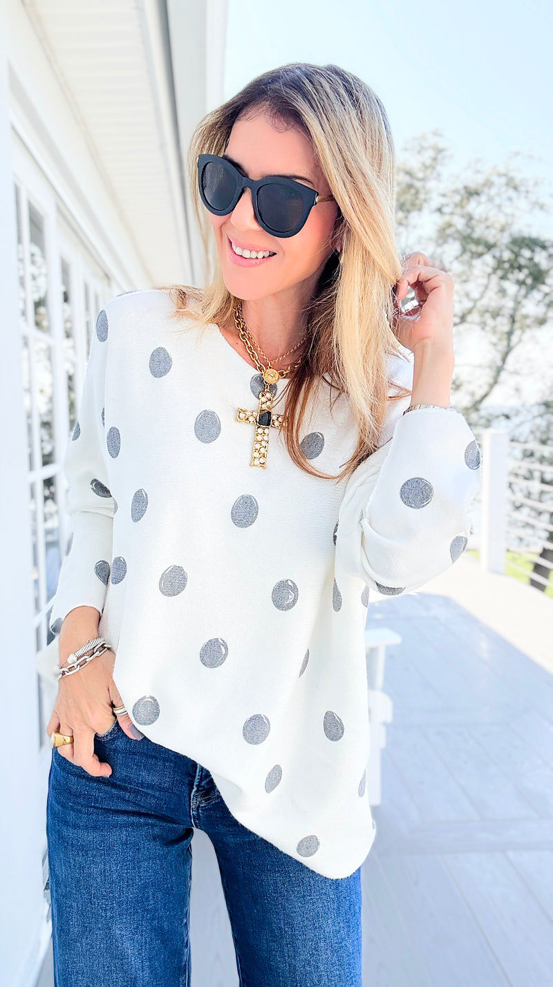 Shadow Dots Italian Milano Sweater-140 Sweaters-SORPRESA-Coastal Bloom Boutique, find the trendiest versions of the popular styles and looks Located in Indialantic, FL