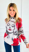 Iconic Glam Rose Turtleneck Italian Knit Sweater-140 Sweaters-SORPRESA-Coastal Bloom Boutique, find the trendiest versions of the popular styles and looks Located in Indialantic, FL