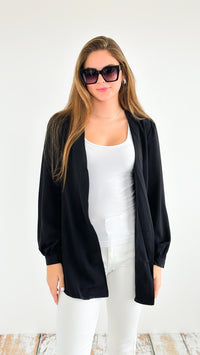 Timeless Elegance Wrap Blazer - Black-160 Jackets-Must Have-Coastal Bloom Boutique, find the trendiest versions of the popular styles and looks Located in Indialantic, FL