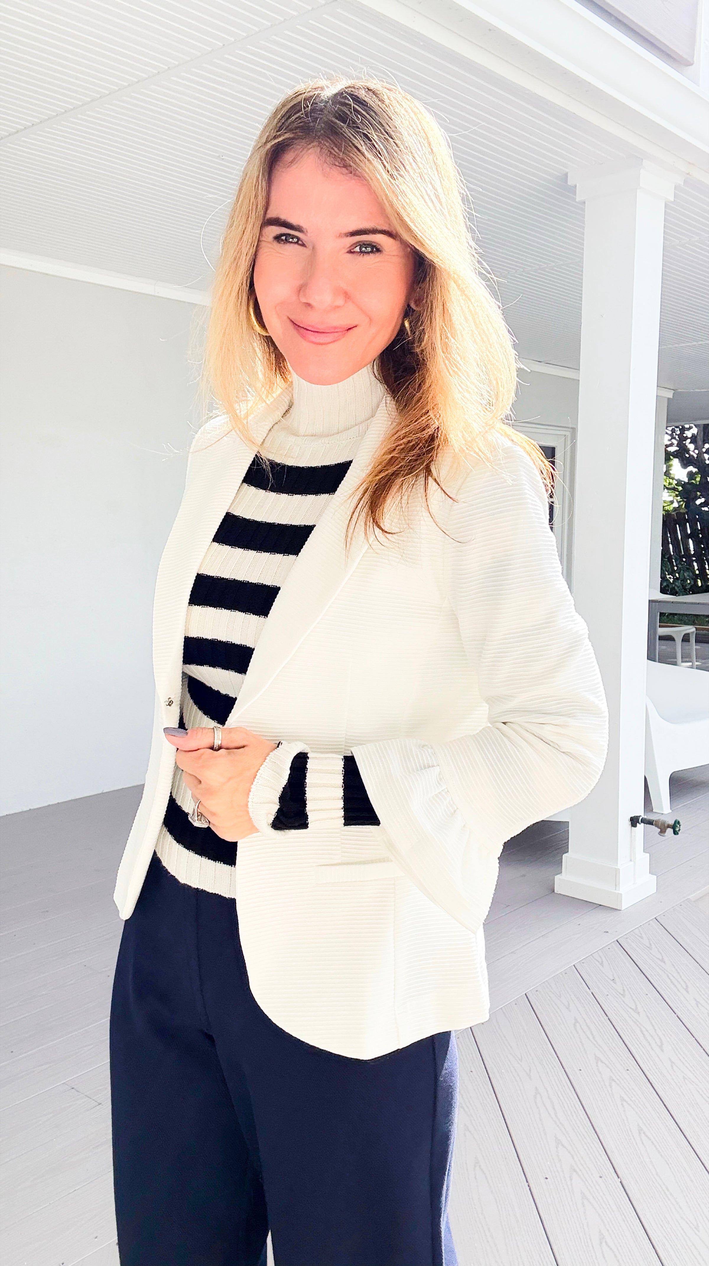 Boardroom Muse Ruffle Sleeve Blazer-160 Jackets-DOE AND RAE-Coastal Bloom Boutique, find the trendiest versions of the popular styles and looks Located in Indialantic, FL