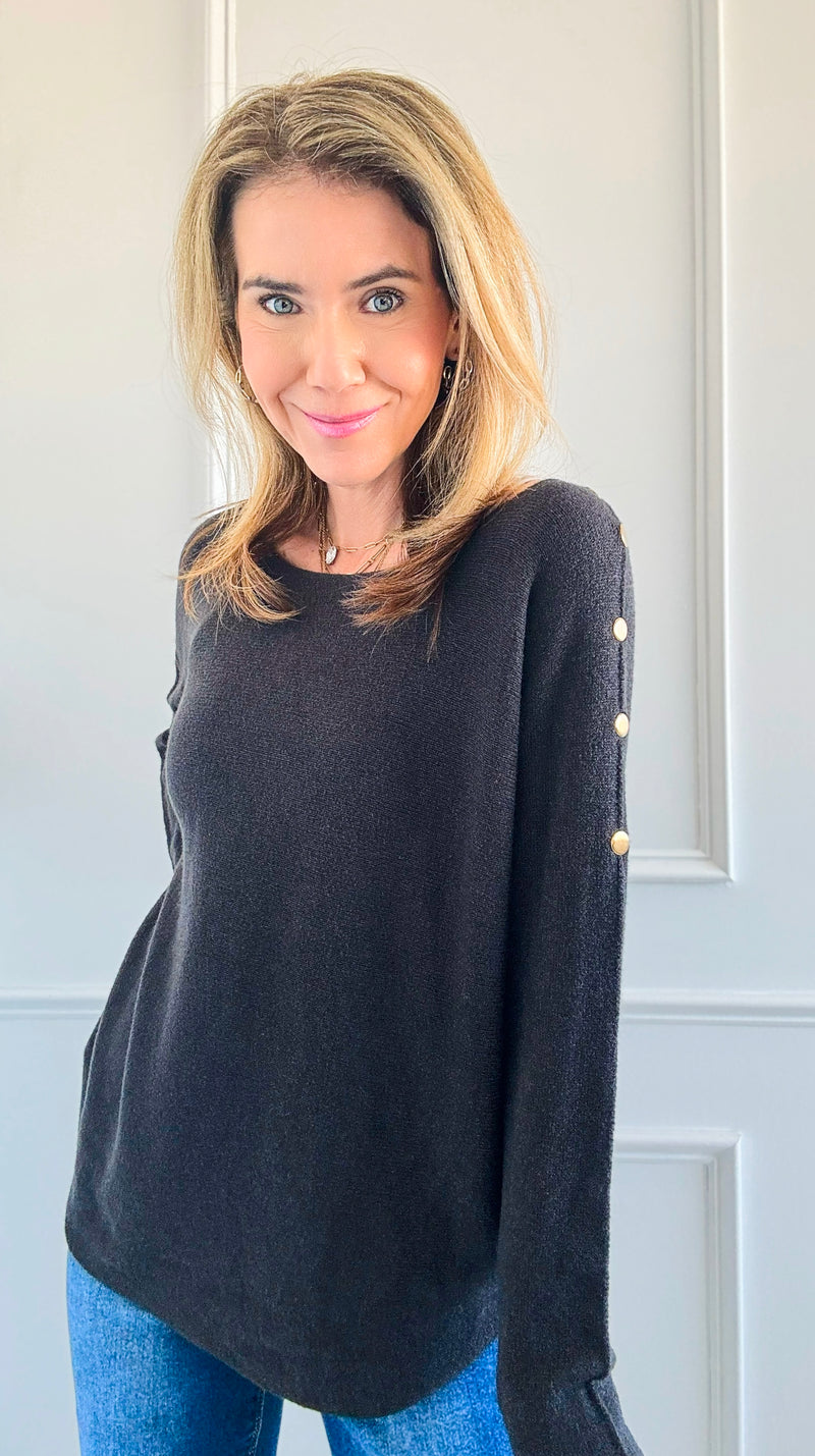 Luxe Shoulder Italian Knit Sweater- Charcoal-140 Sweaters-Italianissimo-Coastal Bloom Boutique, find the trendiest versions of the popular styles and looks Located in Indialantic, FL