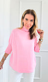 Break Free Italian Sweater Top - Powder Pink-140 Sweaters-Italianissimo-Coastal Bloom Boutique, find the trendiest versions of the popular styles and looks Located in Indialantic, FL