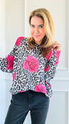 Wild Floral Italian St Tropez Knit- Fuchsia-140 Sweaters-Italianissimo-Coastal Bloom Boutique, find the trendiest versions of the popular styles and looks Located in Indialantic, FL