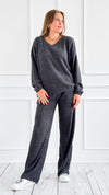 Luxe Ribbed Lounge Set - Black-210 Loungewear/Sets-Zenana-Coastal Bloom Boutique, find the trendiest versions of the popular styles and looks Located in Indialantic, FL