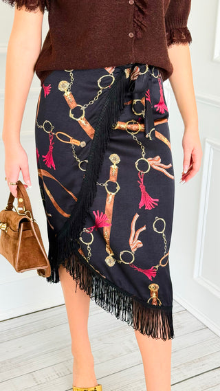 Equestrian Tassel Wrap Italian Skirt