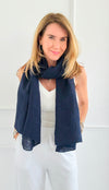 Chic Italian Scarf- Navy-260 Other Accessories-NSP/PORCIENTO-Coastal Bloom Boutique, find the trendiest versions of the popular styles and looks Located in Indialantic, FL