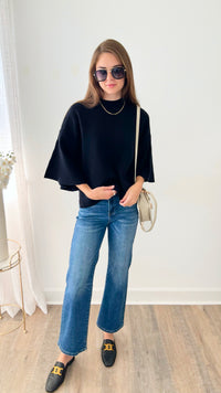 Bell Sleeve Sweater- Black-140 Sweaters-Zenana-Coastal Bloom Boutique, find the trendiest versions of the popular styles and looks Located in Indialantic, FL