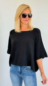 Winter in Amalfi Italian Top - Black-140 Sweaters-Italianissimo-Coastal Bloom Boutique, find the trendiest versions of the popular styles and looks Located in Indialantic, FL