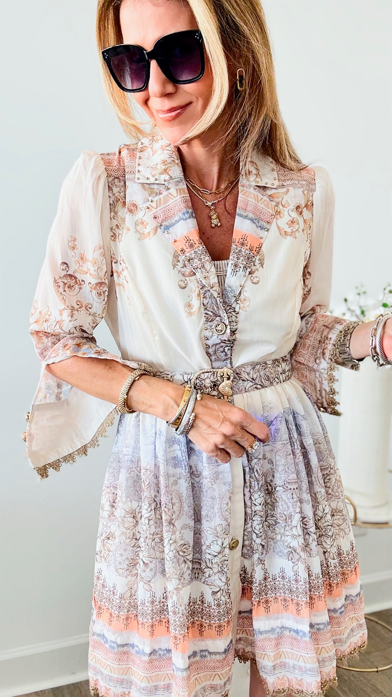 Matchmaking Floral Belted Dress-200 Dresses/Jumpsuits/Rompers-INA-Coastal Bloom Boutique, find the trendiest versions of the popular styles and looks Located in Indialantic, FL