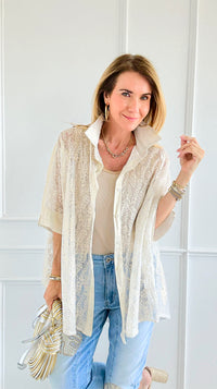 Radiant Lace Illusion Italian Blouse-170 Bottoms-SEÑORITA C-Coastal Bloom Boutique, find the trendiest versions of the popular styles and looks Located in Indialantic, FL