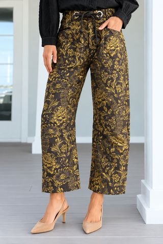 Floral Print Drawstring Pants