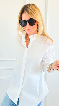 Sophia Ruffled Italian Shirt-110 Long Sleeve Tops-TATTOO Z-Coastal Bloom Boutique, find the trendiest versions of the popular styles and looks Located in Indialantic, FL