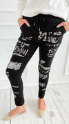 Urban Edge Graphic Italian Jogger- Black-180 Joggers-SUNNY HOLIDAYS-Coastal Bloom Boutique, find the trendiest versions of the popular styles and looks Located in Indialantic, FL