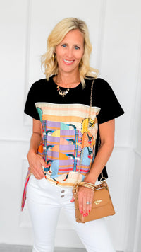 Gallop Parade Italian Top- Black-110 short Sleeve Top-K2-Coastal Bloom Boutique, find the trendiest versions of the popular styles and looks Located in Indialantic, FL