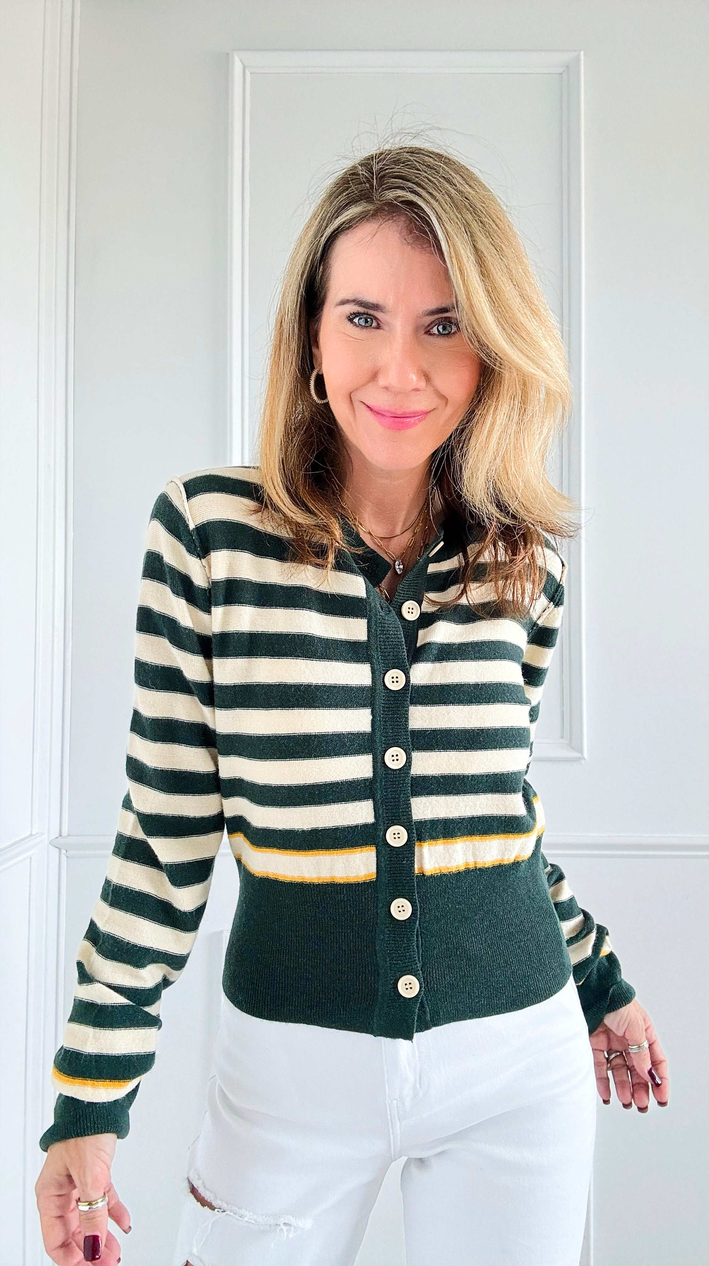 Park Avenue Striped Cardigan-150 Cardigans/Layers-Rousseau-Coastal Bloom Boutique, find the trendiest versions of the popular styles and looks Located in Indialantic, FL