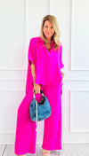 Desert Sunset Draped Set - Hot Pink-210 Loungewear/Sets-ODDI-Coastal Bloom Boutique, find the trendiest versions of the popular styles and looks Located in Indialantic, FL