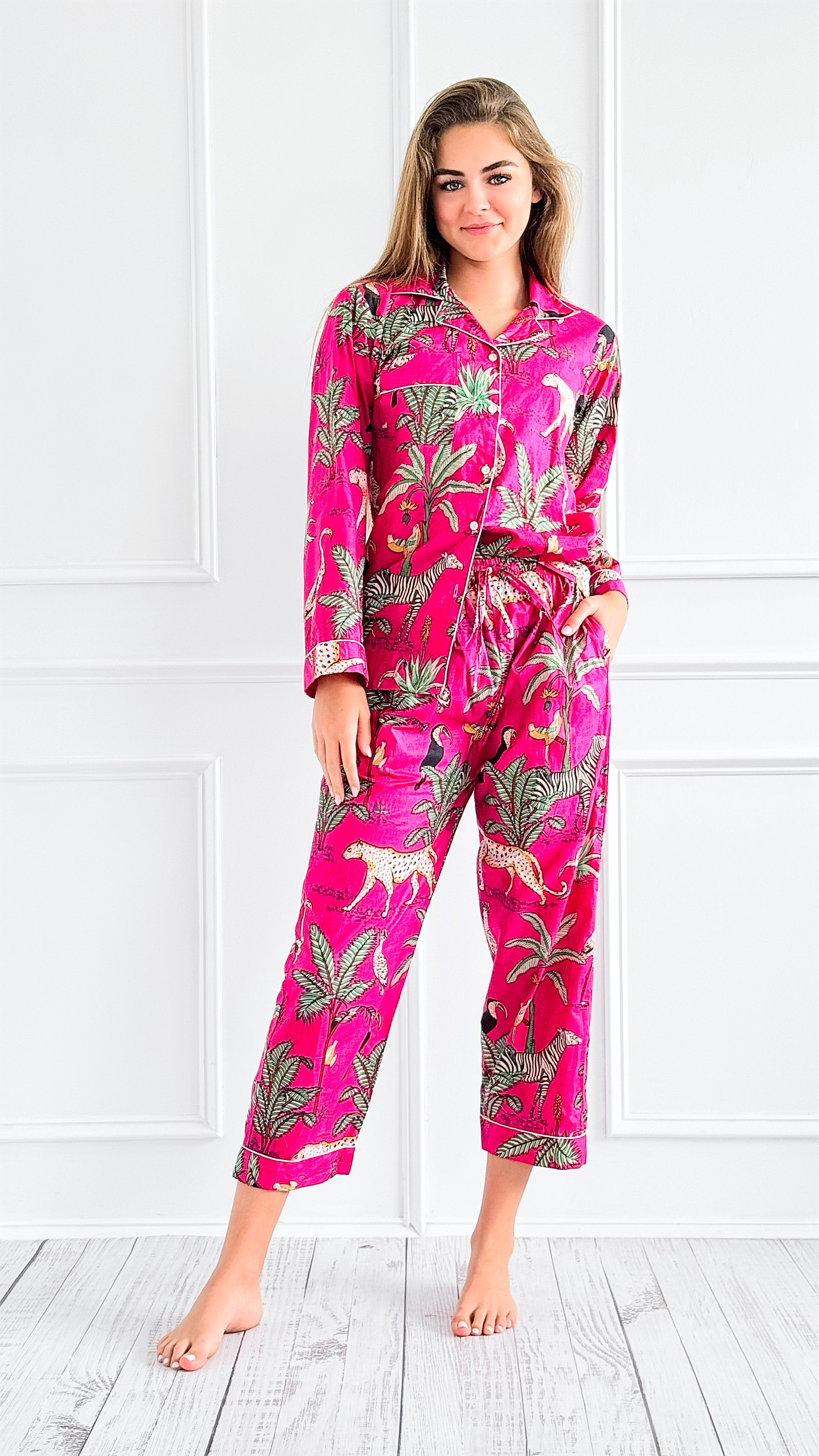 Tropical Paradise Cotton Pajama Set-220 Intimates-bhavnas boutique-Coastal Bloom Boutique, find the trendiest versions of the popular styles and looks Located in Indialantic, FL