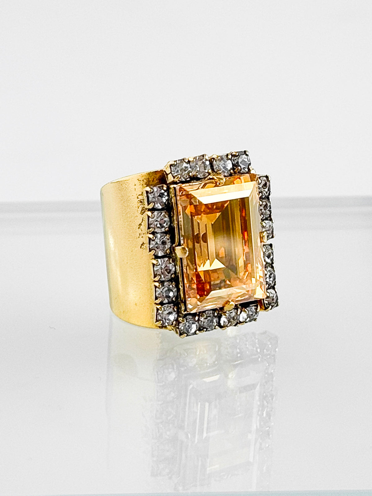 Golden Glimmer Cocktail Ring-230 Jewelry-TOVA-Coastal Bloom Boutique, find the trendiest versions of the popular styles and looks Located in Indialantic, FL