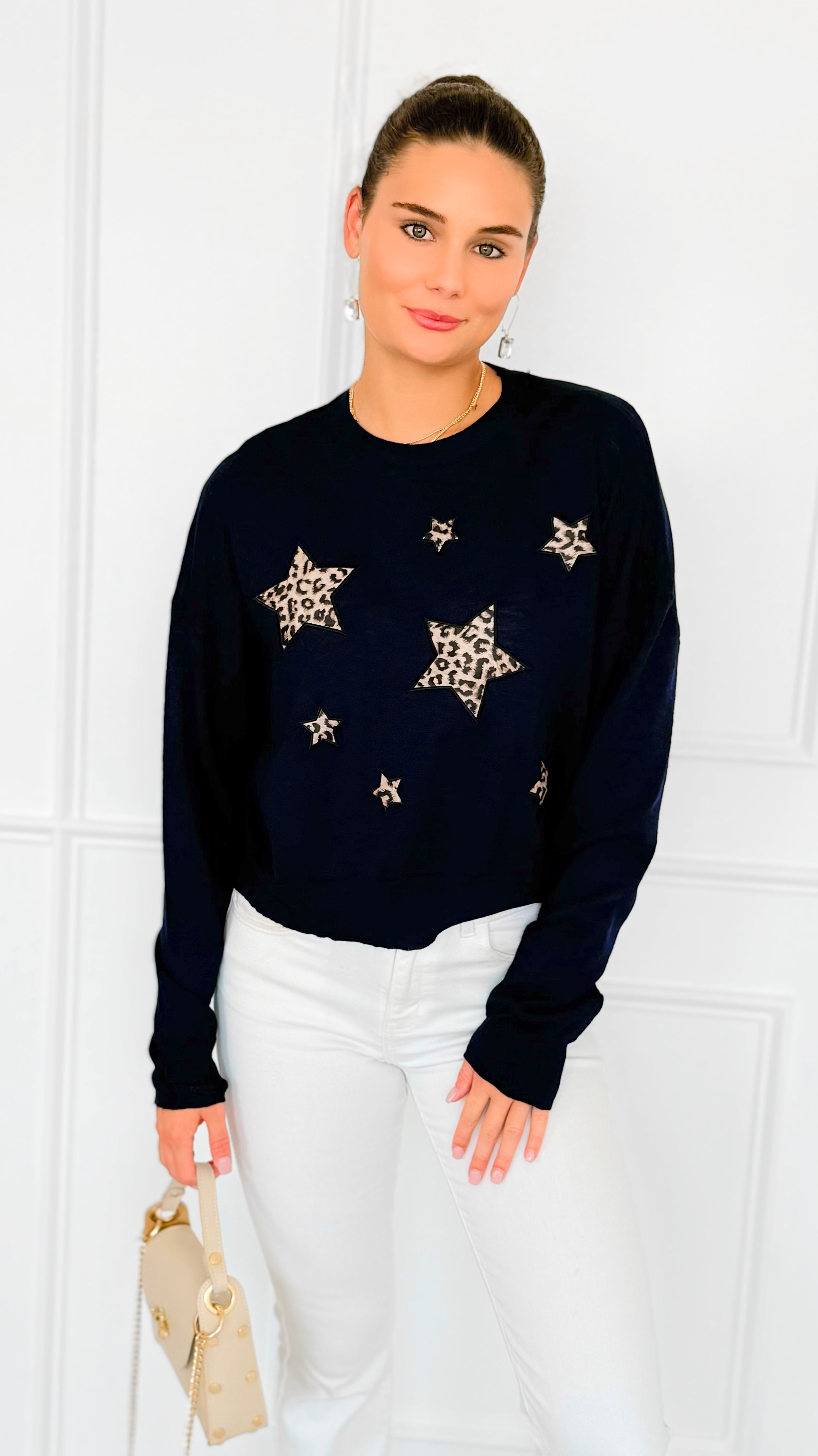 Star Wild Long Sleeve Top- Navy-110 Long Sleeve Tops-V SKY-Coastal Bloom Boutique, find the trendiest versions of the popular styles and looks Located in Indialantic, FL