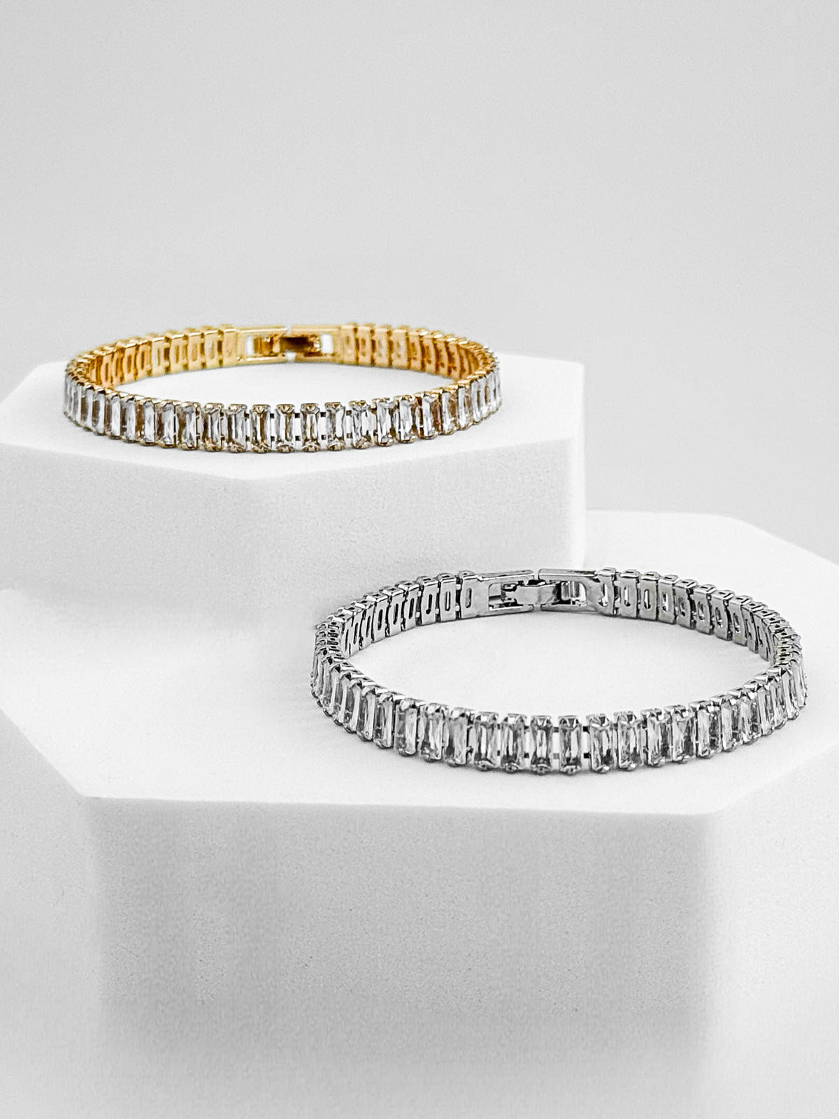 Baguette Tennis Bracelet - Clear-230 Jewelry-H&D-Coastal Bloom Boutique, find the trendiest versions of the popular styles and looks Located in Indialantic, FL