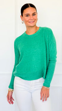 Brushed Melange Sweater - K Green-140 Sweaters-Zenana-Coastal Bloom Boutique, find the trendiest versions of the popular styles and looks Located in Indialantic, FL