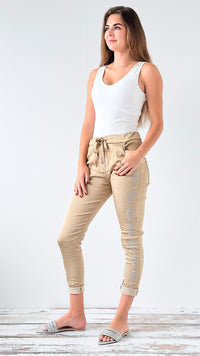 Skull Wish List Italian Joggers- Gold-pants-Italianissimo-Coastal Bloom Boutique, find the trendiest versions of the popular styles and looks Located in Indialantic, FL