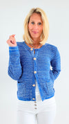 Chic Button-Up Knit Cardigan - Blue-150 Cardigans/Layers-JODIFL-Coastal Bloom Boutique, find the trendiest versions of the popular styles and looks Located in Indialantic, FL