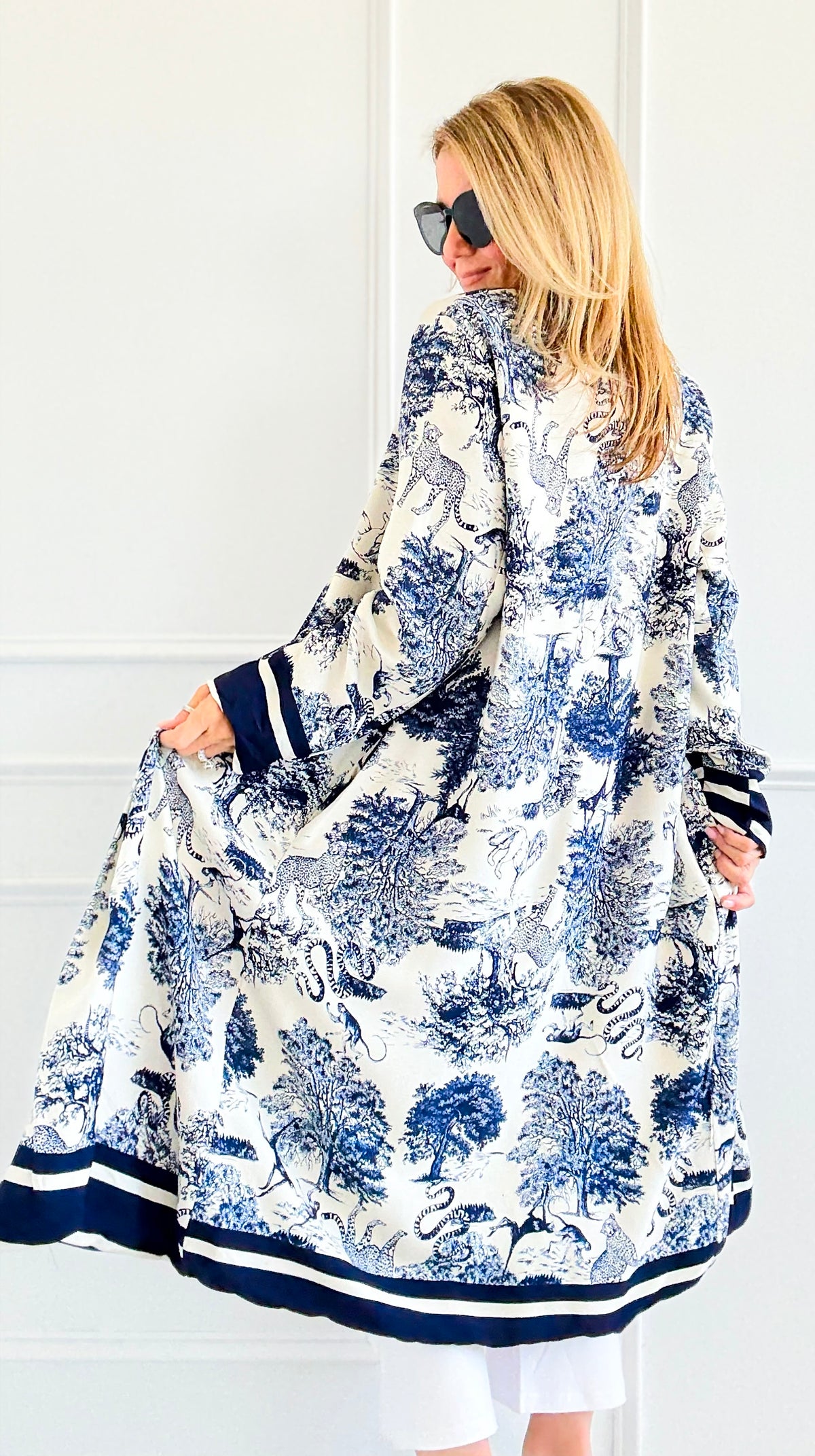 Adorable Italian Long Jacket- Navy-160 Jackets-K2-Coastal Bloom Boutique, find the trendiest versions of the popular styles and looks Located in Indialantic, FL