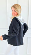 Veronica Cloud Hoodie Blazer-Black-160 Jackets-Six/ Fifty-Coastal Bloom Boutique, find the trendiest versions of the popular styles and looks Located in Indialantic, FL