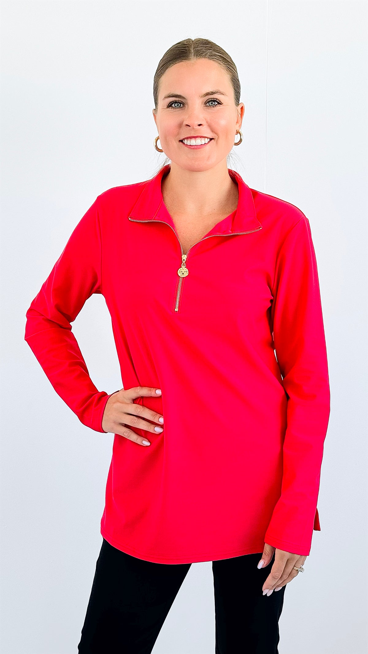 Sunset Dawn Half-Zip Pullover-110 Short Sleeve Tops-ARYEH-Coastal Bloom Boutique, find the trendiest versions of the popular styles and looks Located in Indialantic, FL