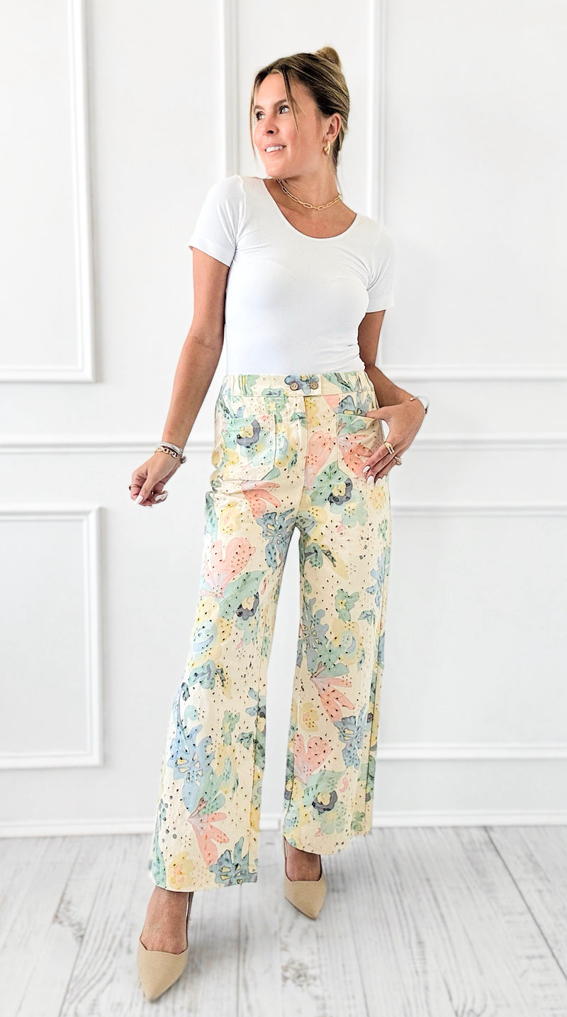 Floral Embroidery Straight-Leg Pant-100 Pants-Lovelo x GeeGee-Coastal Bloom Boutique, find the trendiest versions of the popular styles and looks Located in Indialantic, FL