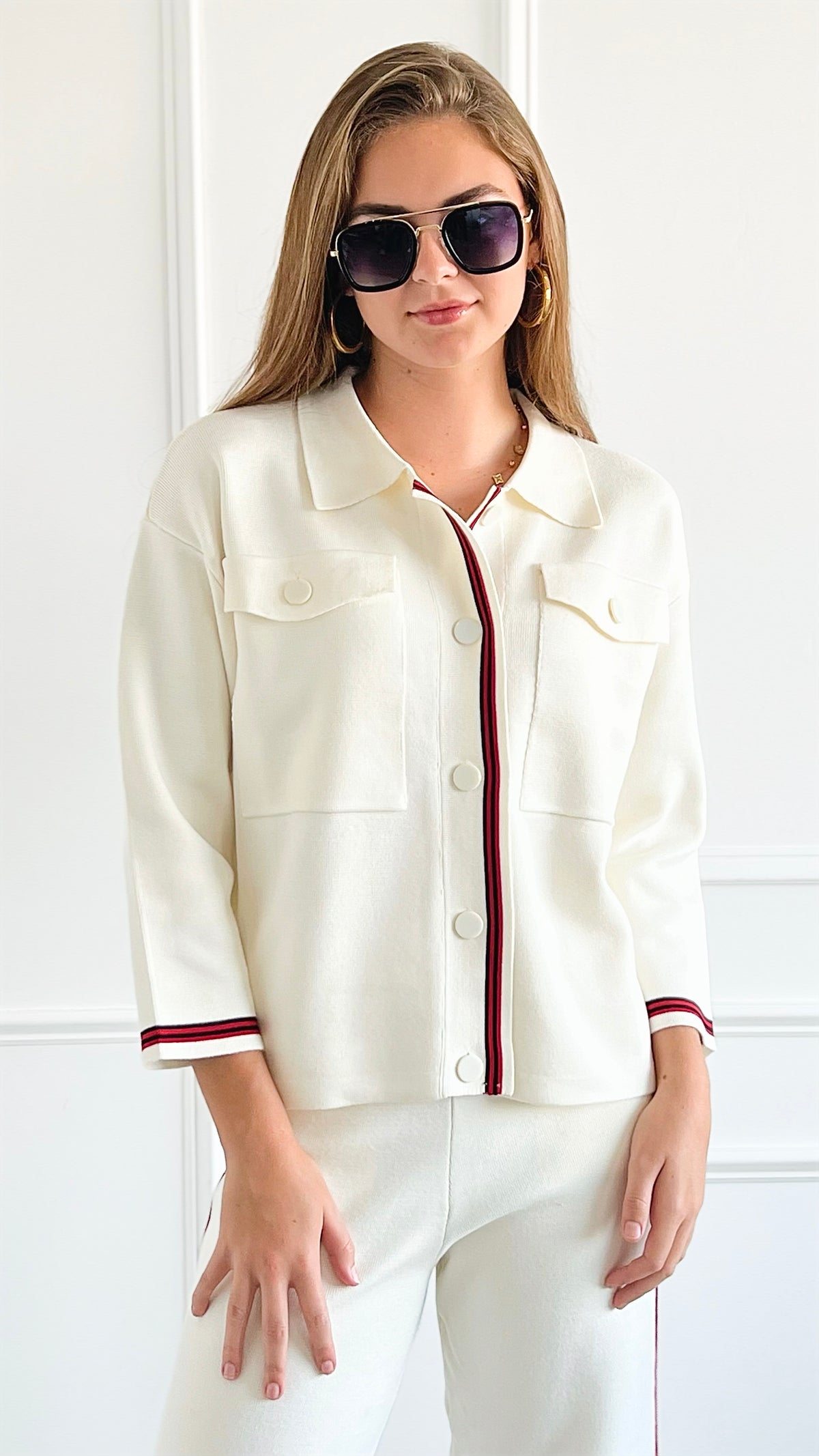 Refined Campus Buttoned Jacket -Ivory-160 Jackets-Joh Apparel-Coastal Bloom Boutique, find the trendiest versions of the popular styles and looks Located in Indialantic, FL