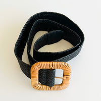 Rectangle Straw Buckle Belt - Black-260 Other Accessories-ICCO ACCESSORIES-Coastal Bloom Boutique, find the trendiest versions of the popular styles and looks Located in Indialantic, FL